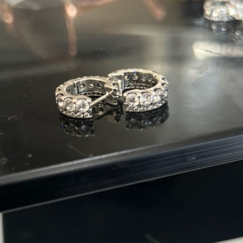 Double Band Pavé Hoop EarringsSterling silver from Pandora - Picture 6 of 10